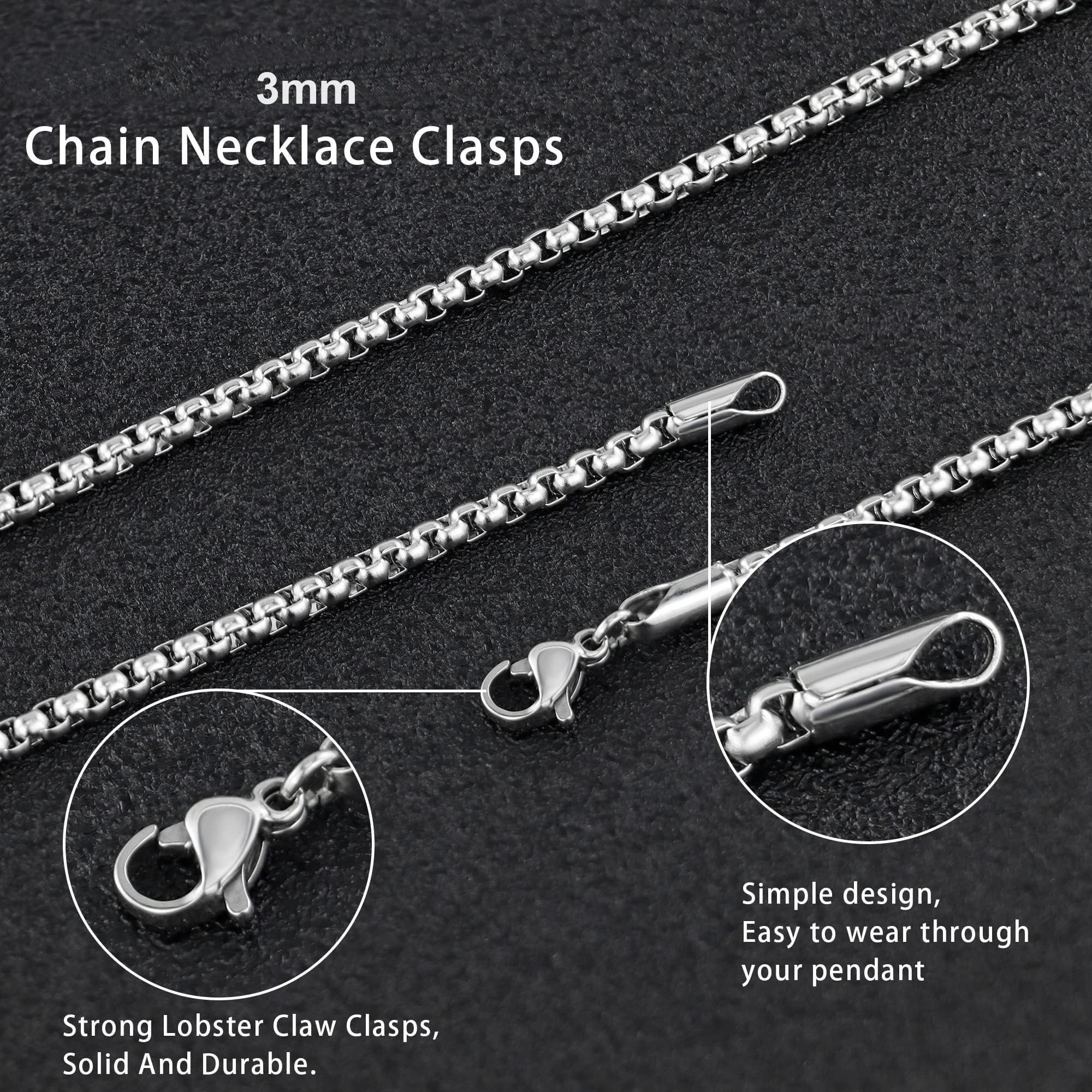 VAMA Rhodium Plated Lion Pendant Chain for Men | Anti-Tarnish Box Chain Necklace (22 Inch)