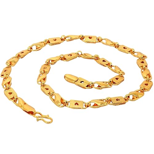 RITZART Gold Plated Brass Chain for Men & Boys | 19 Inch Designer Link Chain