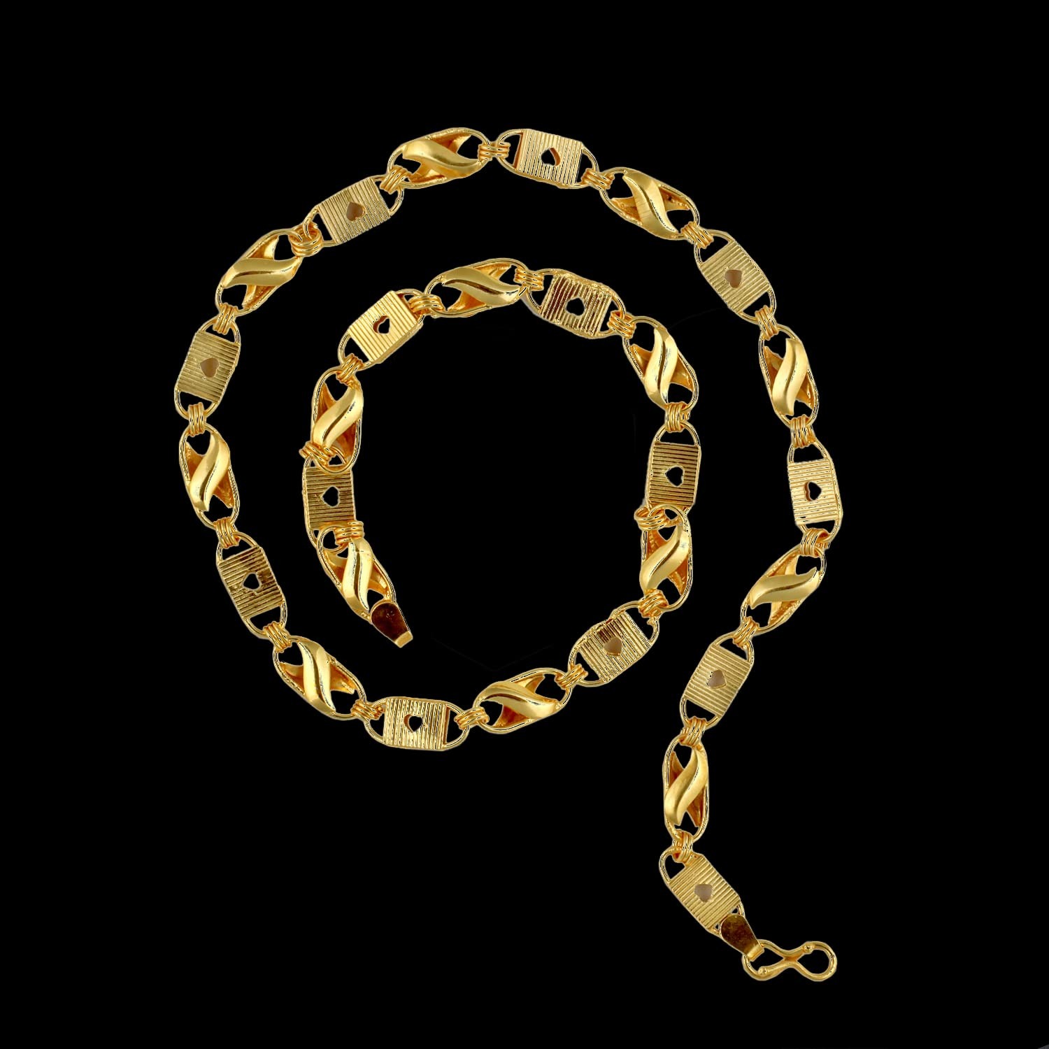 RITZART Gold Plated Brass Chain for Men & Boys | 19 Inch Designer Link Chain
