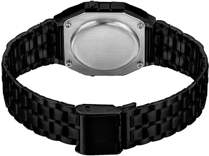 RITZART Vintage Digital Watch for Men & Boys | Black Stainless Steel Strap